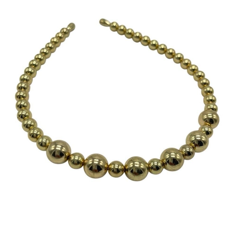 Gold-Tone Beaded Headband for Women – Slim Boutique Hairband, Elegant and Chic